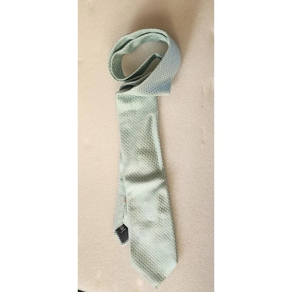 Moschino Italy 100% Silk Mens Suit Tie Light Blue Squares Formal Dress Menswear